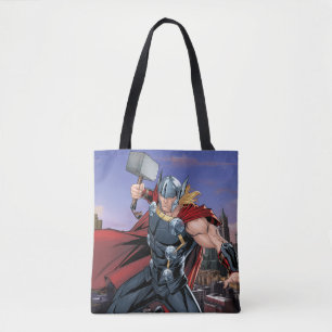 Tote Bag Classiques Avengers Thor sautant avec Mjolnir