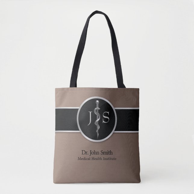 Tote Bag Classy Argent Noble Bague d'Asclepius Médicale (Devant)