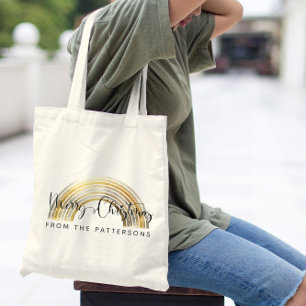 Tote Bag Classy Golden Rainbow Nom de famille Joyeux Noël
