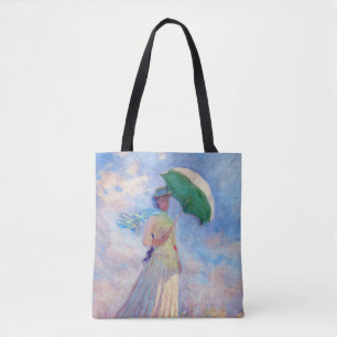 Tote Bag Claude Monet - Femme avec un parasol face à droite