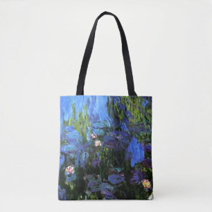 Tote Bag Claude Monet : Nymphéas, bleu indigo