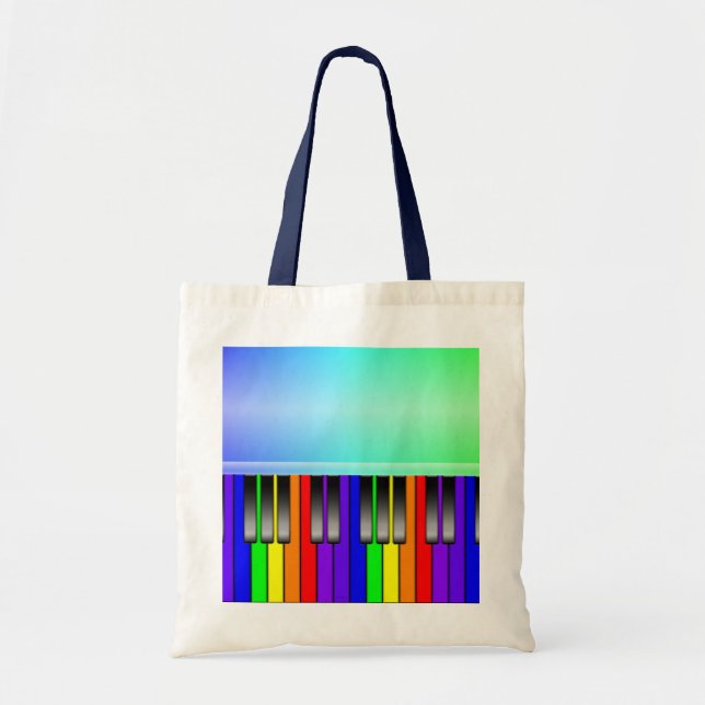 Tote Bag Clavier de piano d'arc-en-ciel (Devant)