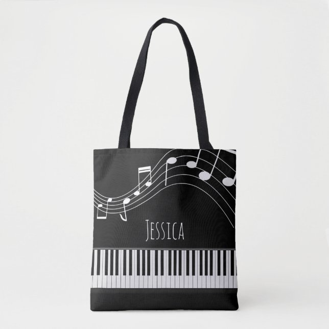 Tote Bag Clavier de piano et notes musicales (Devant)