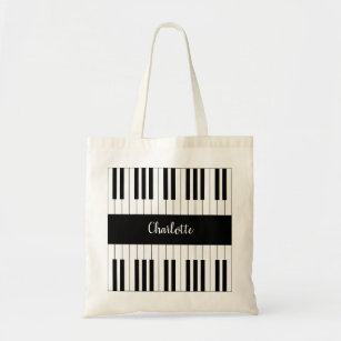 Tote Bag Clavier de piano noir et blanc