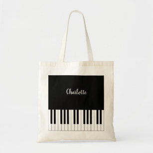 Tote Bag Clavier de piano noir et blanc simple et élégant