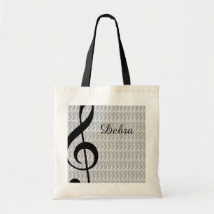 Tote Bag clé de treble et nom personnalisé
