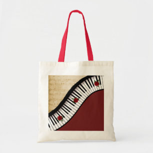 Tote Bag Clés de piano d'emballage de budget, poignée rou