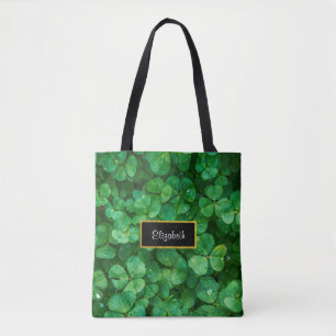 Tote Bag Cloches vertes avec cadre à huile d'or FAUX