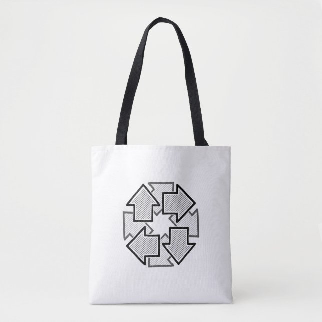 Tote Bag Clockwise Arrows Minimal Geometric White Variant 1 (Devant)