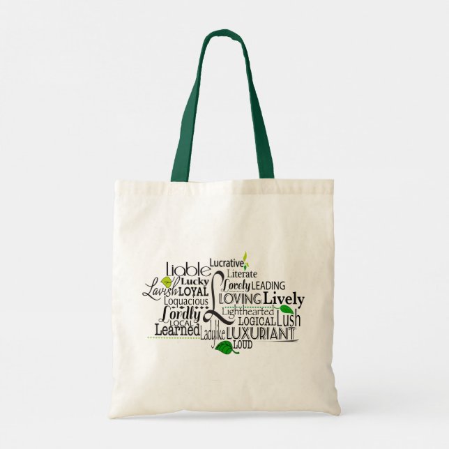 Tote Bag Cloud Word Adjectif commençant par la lettre L (Dos)
