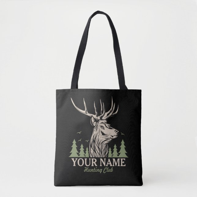 Tote Bag Club de chasse personnalisé Hunter Deer Elk Antler (Devant)