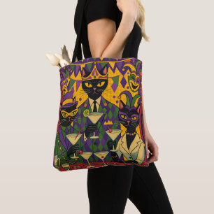 Tote Bag Club de Martini du Chat Noir Rétro Futuriste Mardi