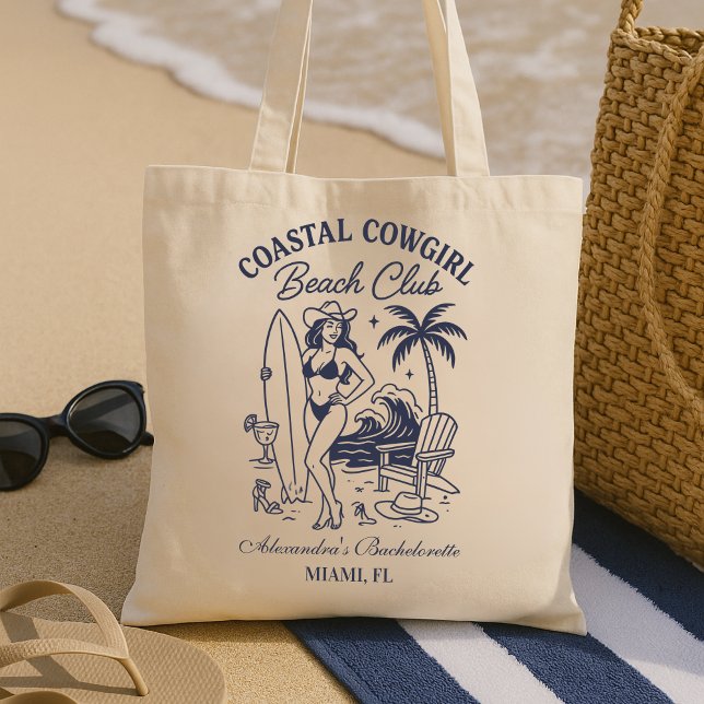 Tote Bag Club de plage Coastal Cowgirl Bachelorette (Créateur téléchargé)