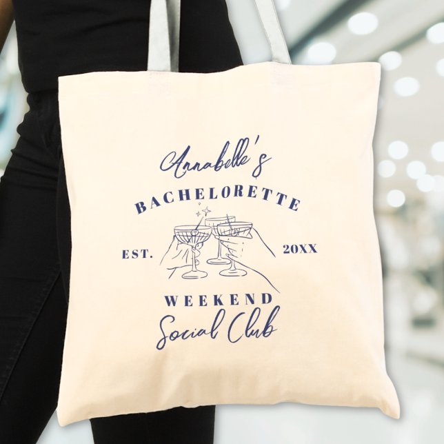 Tote Bag Club Social Enterrée de Vie de Jeune Fille Prépa (Social Club Preppy Bachelorette Party Tote Bag)