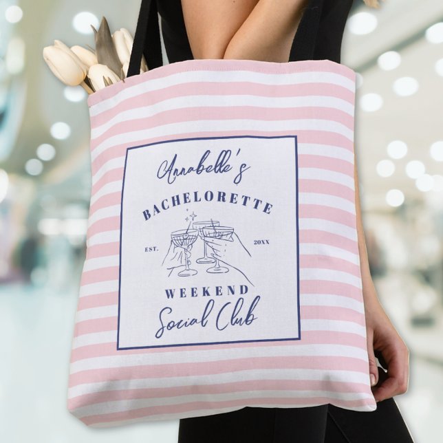 Tote Bag Club Social Enterrée de Vie de Jeune Fille Prépa (Social Club Preppy Bachelorette Party Tote Bag)