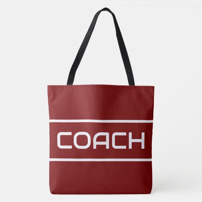 Tote Bag COACH Sporty Fun Texte Blanc Bandes Sur Rouge Vint (Devant)