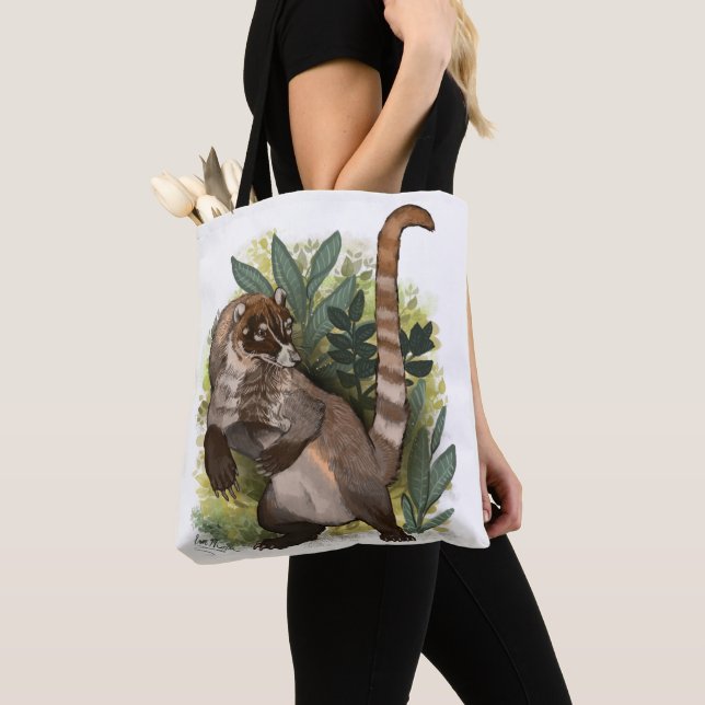 Tote Bag Coatamundi ou Coati noir blanc (De près)
