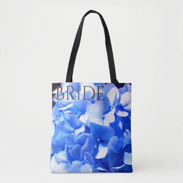Tote Bag Cobalt bleu floral élégant bleu hydrangées (Devant)