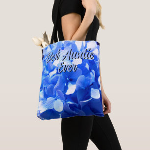 Tote Bag Cobalt bleu floral élégant bleu hydrangées
