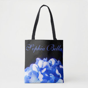 Tote Bag Cobalt bleu floral élégant bleu hydrangées