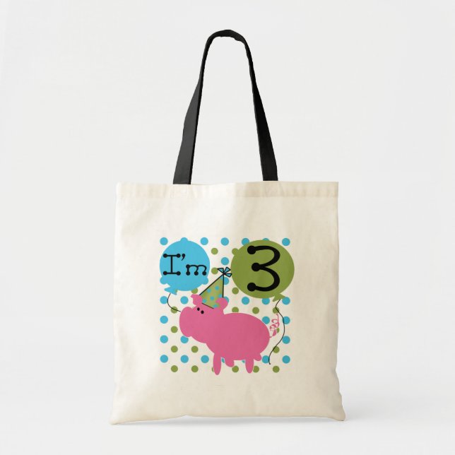 Tote Bag Cochon 3ème anniversaire Tshirts et cadeaux (Devant)