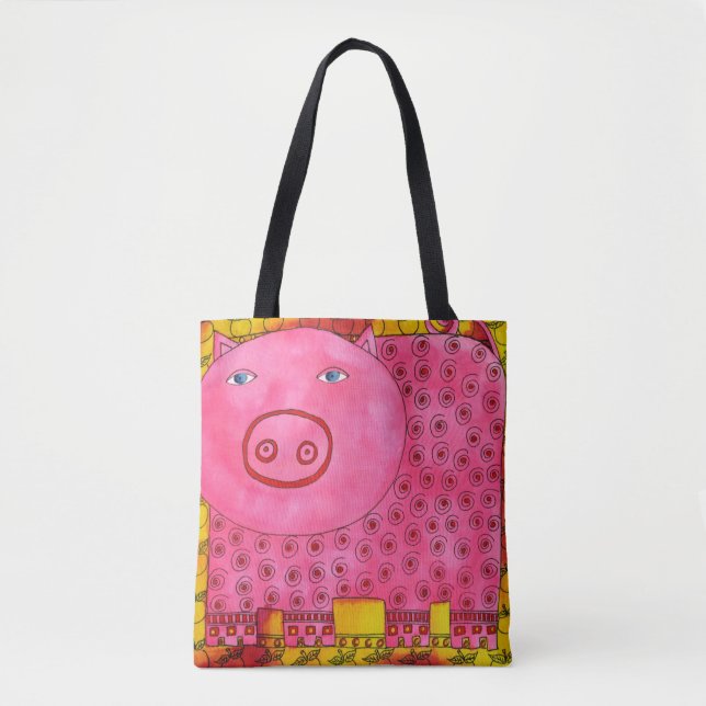 Tote Bag Cochon à motifs (Devant)