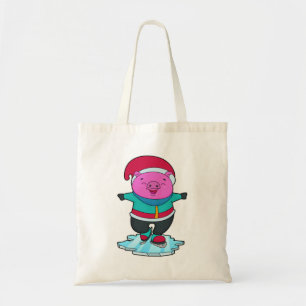 Tote Bag Cochon à Patinage sur glace avec patins sur glace 