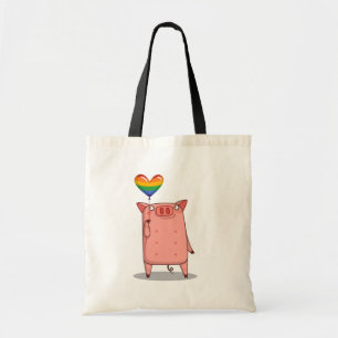 Tote Bag Cochon Avec Ballot Arc-En-Ciel