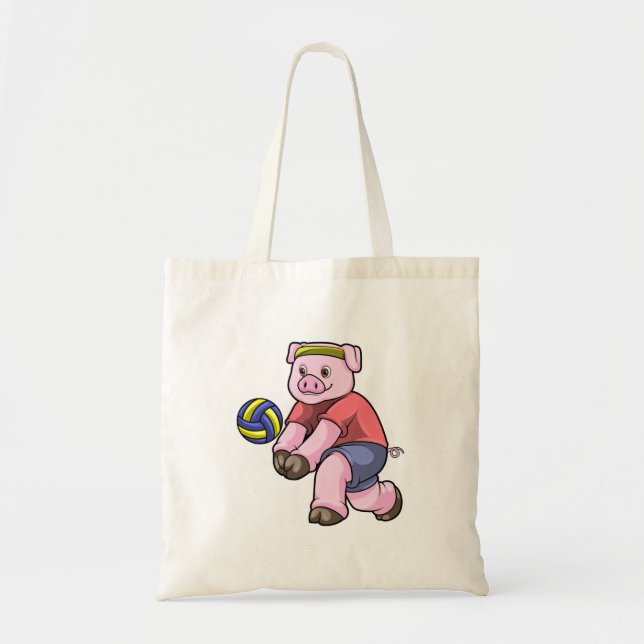 Tote Bag Cochon de sport avec volleyball (Devant)