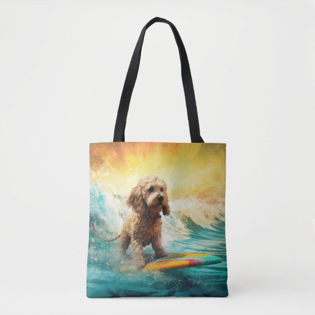 Tote Bag Cockapoo Beach Surf Paining (Devant)