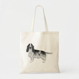 Tote Bag Cocker Spaniel anglais dessiné en noir et blanc