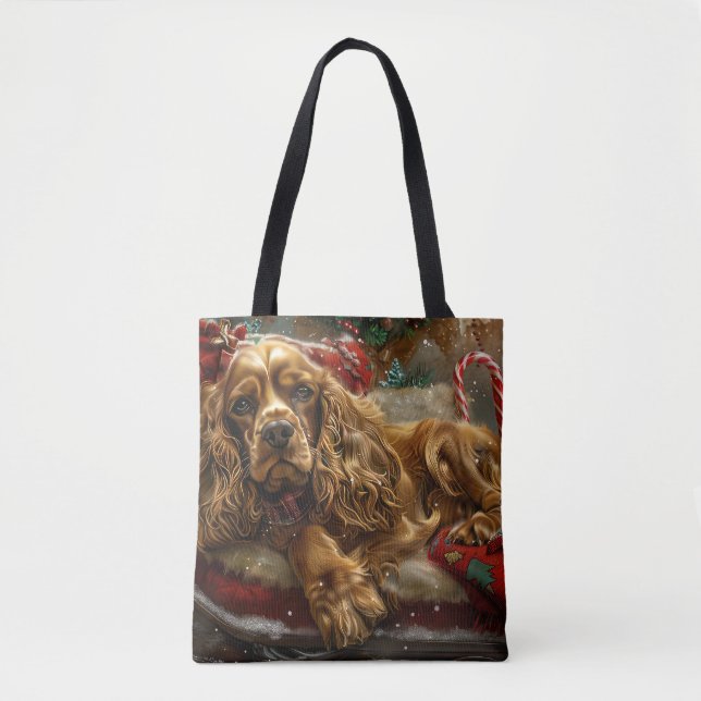 Tote Bag Cocker Spaniel Chien Festif de Noël (Devant)