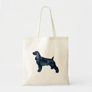 Tote Bag Cocker Spaniel Chien Silhouette Noir Aquarelle