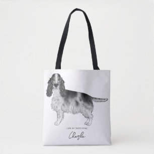 Tote Bag Cocker Spaniel en noir et blanc & texte personnali