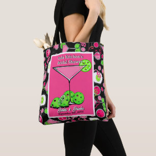 Tote Bag Cocktail de Pickleball Rose Vert Noir Personnalisé