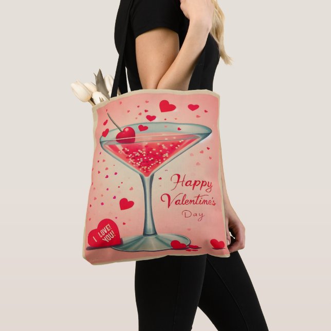 Tote Bag Cocktail Valentine Martini du milieu du siècle (De près)
