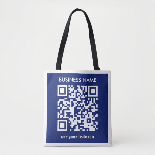 Tote Bag Code QR modifiable (généré instantanément) | bleu  (Devant)