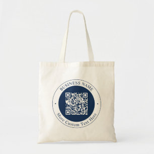 Tote Bag Code QR personnalisable & Texte   Bleu marine fonc