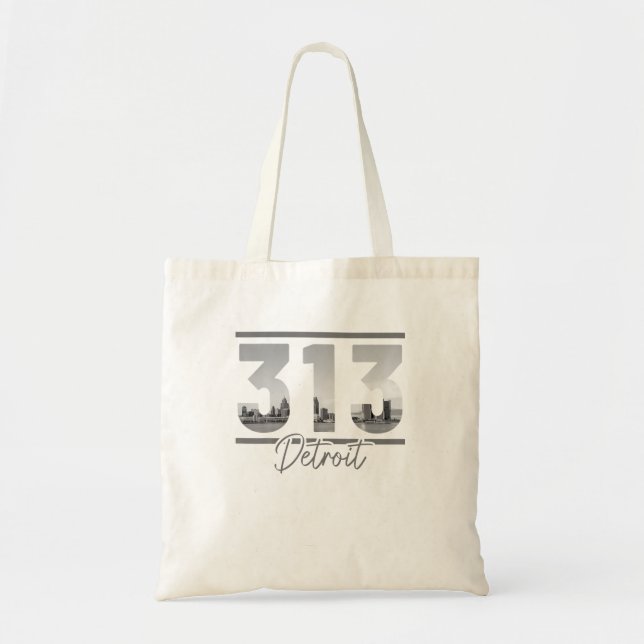 Tote Bag Code régional de Détroit Skyline Michigan (Devant)