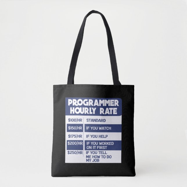Tote Bag Codeur informatique à tarif horaire Funny Programm (Devant)