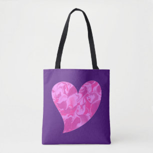 Tote Bag Coeur à face de camouflage rose