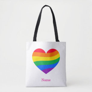 Tote Bag Cœur Arc-en-Ciel Rétro - Art Abstrait Coloré Migno