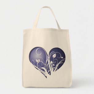Tote Bag Coeur bleu floral