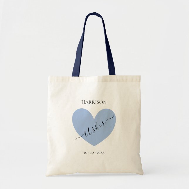 Tote Bag Coeur bleu Usher Personnalisé (Devant)