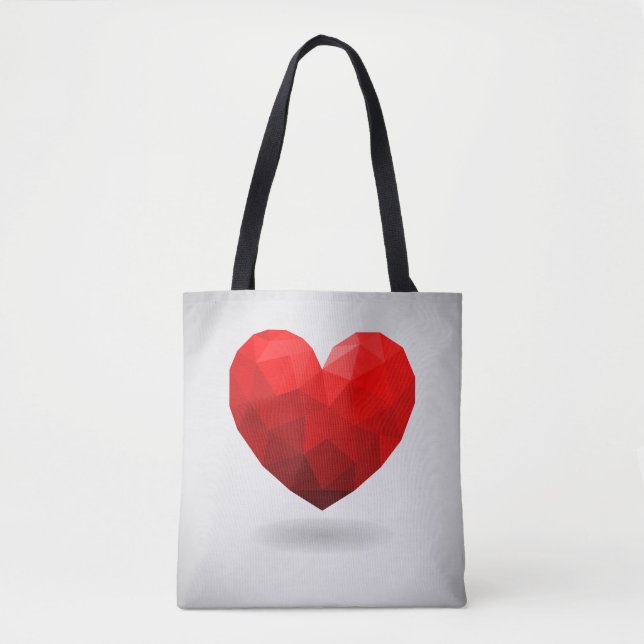 Tote Bag Coeur d'amour bas poly valentine (Devant)