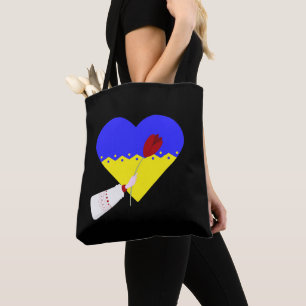 Tote Bag Coeur dans la couleur du drapeau ukrainien