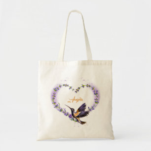 Tote Bag Coeur de colibri pourpre personnalisé