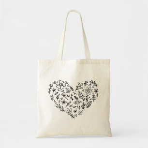 Tote Bag Cœur de Fleur . Botanique Fleurs Sauvages 