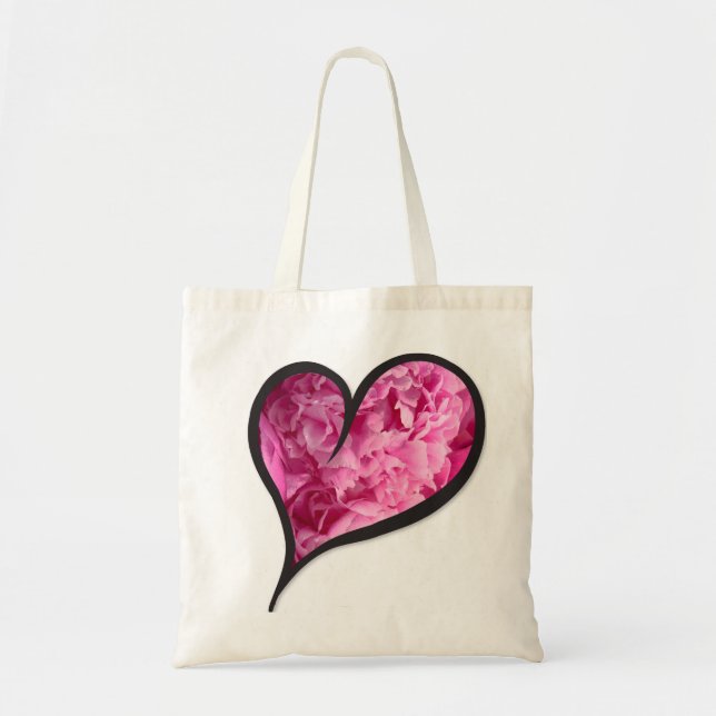 Tote Bag Coeur de Fleur Rose mignon (Devant)