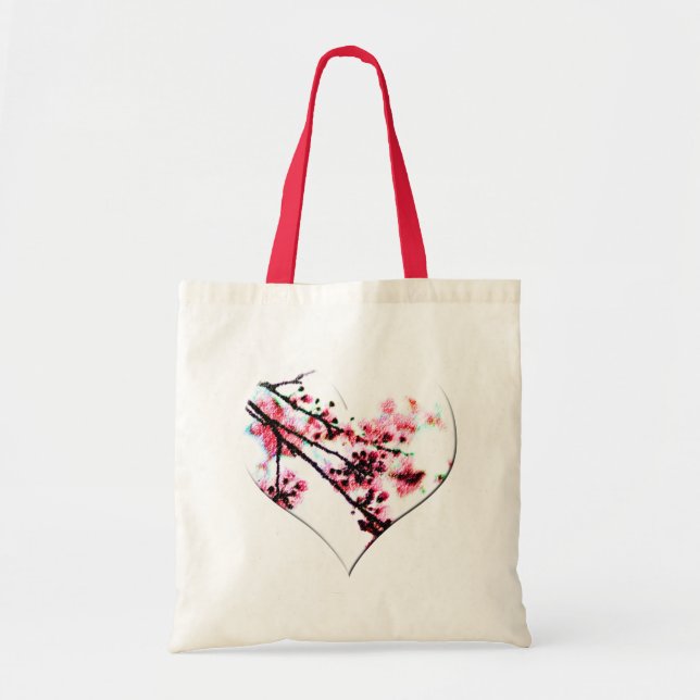 Tote Bag Coeur de fleurs de cerisier (Devant)
